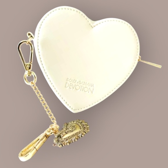 Cream-Gold Dolce & Gabbana Beauty (Heart-Shaped) Mini Cardholder Case - Picture 1 of 13